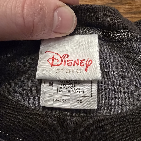 Disney Store Mickey Mouse Raglan Shirt Mens Medium Gray Black Long Sleeve - Picture 2 of 5